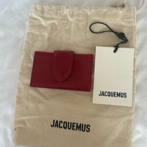 Jacquemus red patent card holder- Le Porte/ carte Bambino